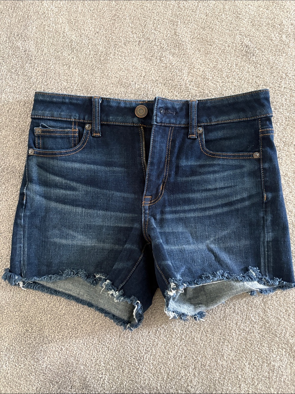 American Eagle Outfitters Blue Frayed Hem Denim Shorts